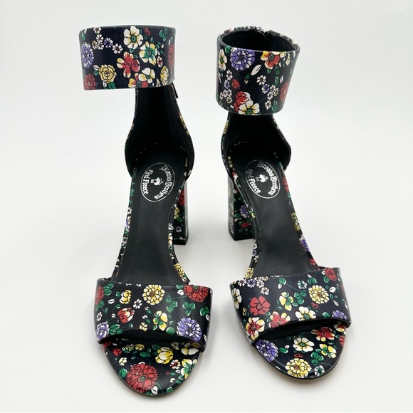 Red Fleece Brooks Brothers Floral Heel Sandal Peep Toe - Picture 4 of 13